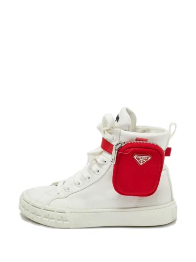 Pre-owned Prada Lace-up Fastening Sneakers In White