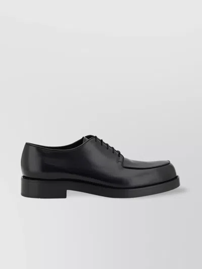 Prada Lace-up Leather Derbies In Black
