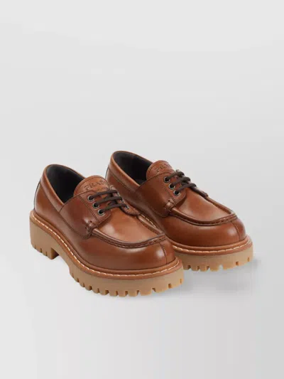 PRADA LACE-UP LEATHER CHUNKY SOLE SHOES