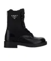 Prada Lace-up Leather Combat Boots In Black