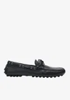 Prada Deer Leather Loafers For Men In Black