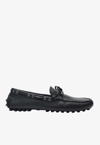 PRADA LACE-UP LEATHER LOAFERS