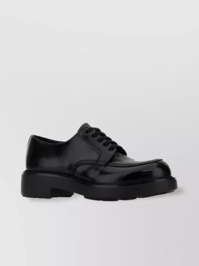Prada Lace-up Leather Shoes Round Toe