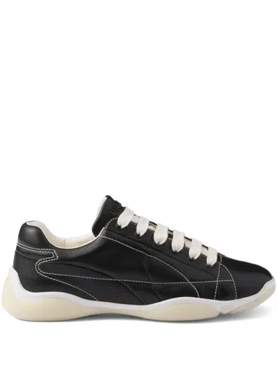 PRADA LACE-UP LEATHER SNEAKERS