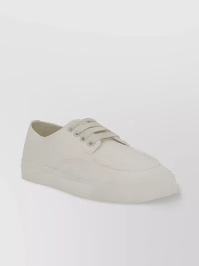 Prada Lace-up Leather Sneakers With Iconic Rubber Applique