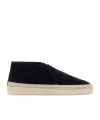 Prada Midnight Blue Suede Ankle Boots In Black