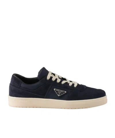 Prada Men's Downtown Nylon And Suede Low-top Sneakers In Navy
