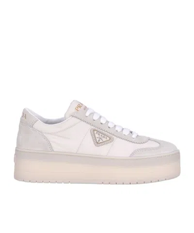 Prada Lace-up Low-cut Casual Shoes In Nude