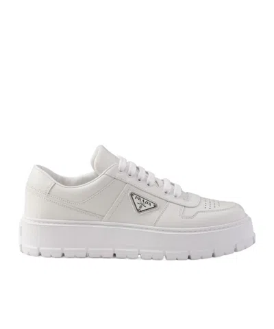 Prada Lace-up Low-cut Casual Shoes In White