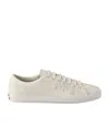 Prada Low Profile Round Toe Rubber Sole Sneakers