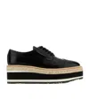 Prada Scarpe Stringate In Pelle Nera  Donna In Black