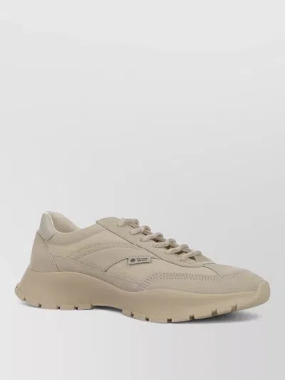 Prada Lace Up Low Top Sneakers Rubber Sole In Neutral