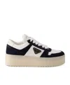 Prada Platform Sneakers In White/blue