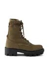 Prada Canvas Ankle Boots Chunky Sole Eyelets In Green