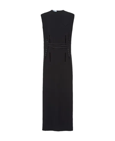 PRADA LACE-UP MID-LENGTH DRESS