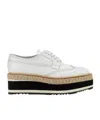 Prada Scarpe Stringate In Pelle Bianca  Donna