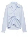 Prada Lace-up Shirt In Blue