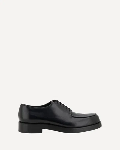 Prada Lace-up Leather Derbies In Black
