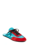 Prada Two-tone Suede And Re-nylon Slippers In Turchese/rosso