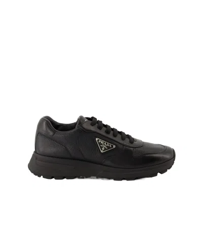 Prada Lace Up Sneakers In Black