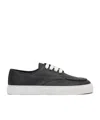Prada Low Profile Round Toe Sneakers With Textured Finish In Black
