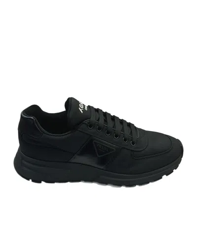 Prada Round-toe Sneakers In Black