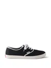 Prada Lace Up Sneakers Contrast Trim Rubber Sole In Black