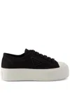 Prada Sneaker Aus Baumwoll-gabardine In Black