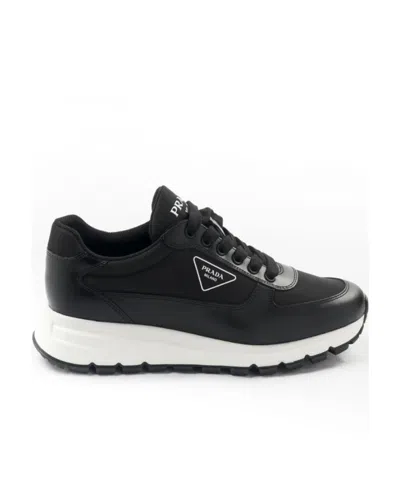 Prada Lace Up Sneakers In Black
