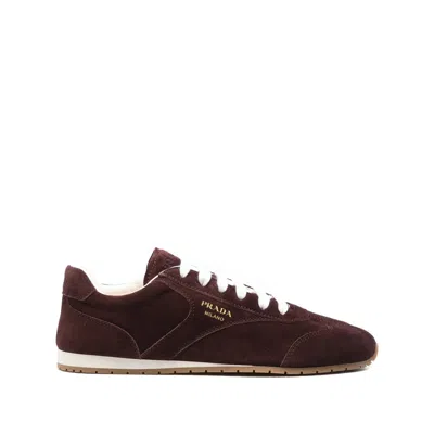 Prada Lace-up Sneakers In Burgundy