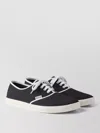 Prada Lace Up Sneakers Contrast Trim Rubber Sole In Blue