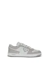 Prada Leather Sneakers Downtown Two-tone Silhouette In Gray