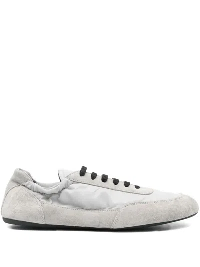 Prada Grey Re-nylon And Suede Collapse Sneakers In Gray