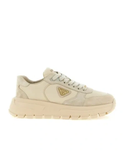 Prada Lace-up Sneakers In Neutral