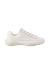 Prada Leather Sneakers Crafted Geometric Stitching In Black