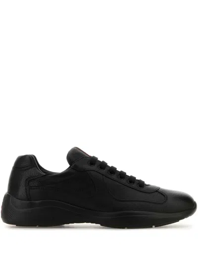 Prada Black Leather New Americas Cup Sneakers