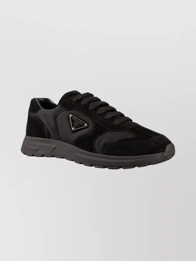 PRADA LACE UP SNEAKERS SUEDE PANELS