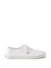 Prada Drill Fabric Low Top Lace Up Sneakers In White
