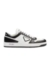 Prada Downtown Sneaker Aus Perforiertem Leder In White