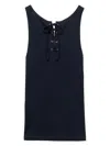 Prada Lace-up Detail Tank Top In Blue