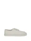 Prada Canvas Sneakers With Round Toe And Rubber Sole In White