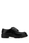 Prada Lace-up Block Heel Round Toe Shoes In Black