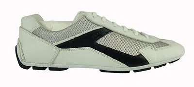 Pre-owned Prada Laced Driving $695 Men's Shoes Montecarlo Made In Italy 100%aut. Cs16 In White