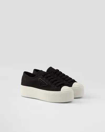 Prada Laced Fabric Sneakers In Schwarz