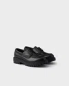 Prada Laced Leather Loafers In Black