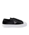 Prada Laced Sneakers In Black