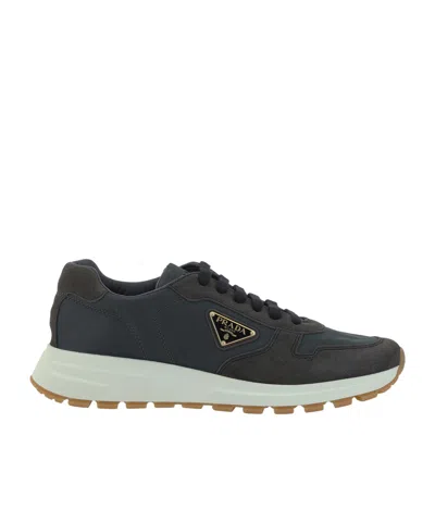 Prada Laced Sneakers In Green