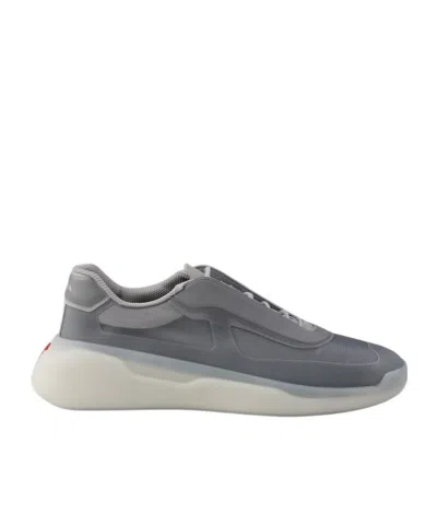 Prada Laced Sneakers In Grey