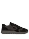 Prada Lace Up Sneakers Suede Panels In Black