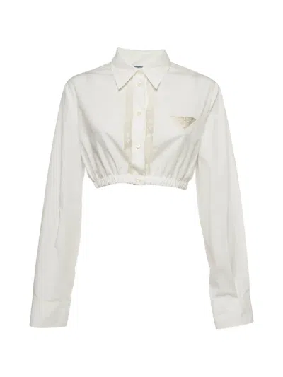 Pre-owned Prada Lace-trim Shirt In White